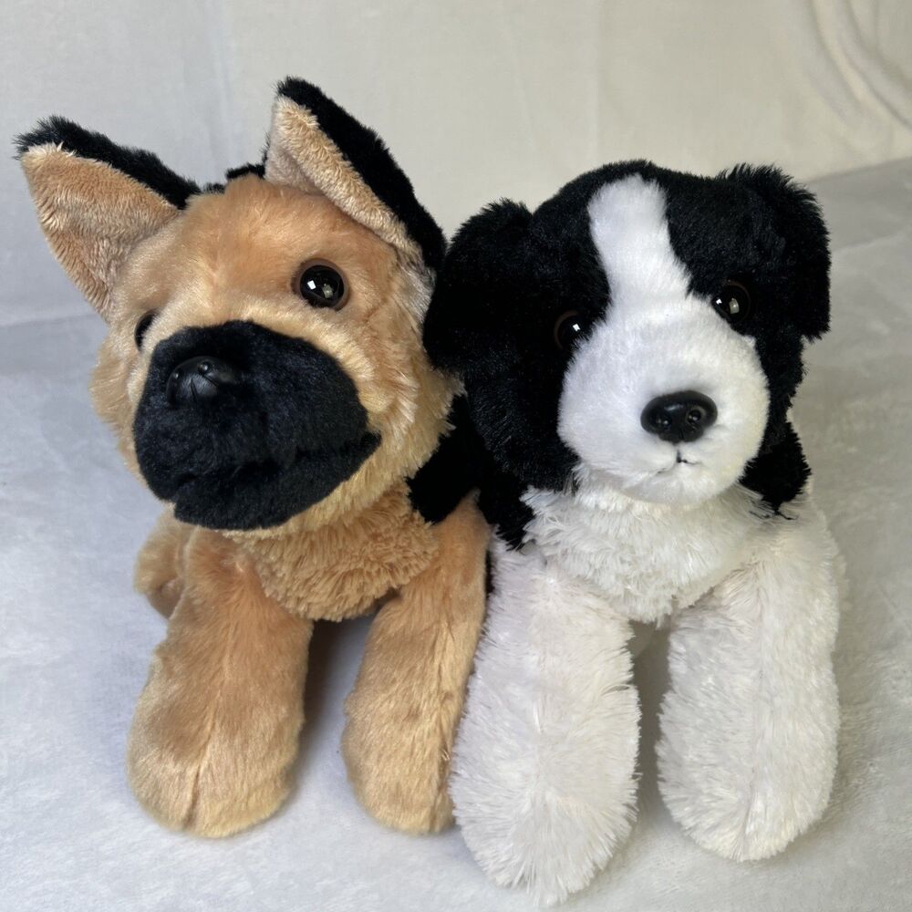 Aurora Collie And German Shepherd Flopsie 9" Plush Dog Stuffed Animal Lot of 2